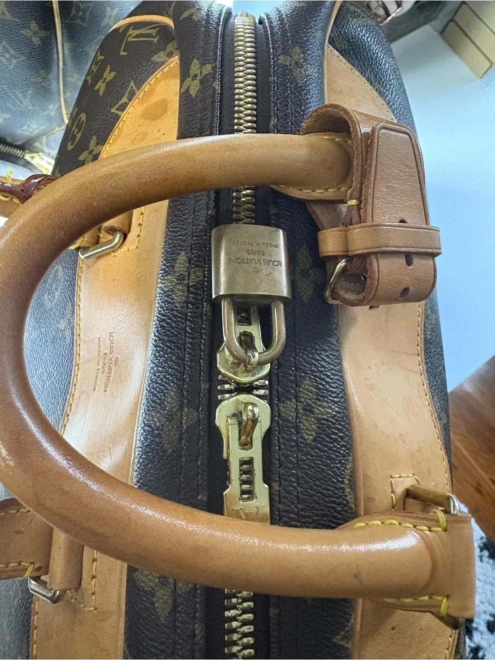 Louis Vuitton Monogram Canvas Dome Satchel with Tan Trim